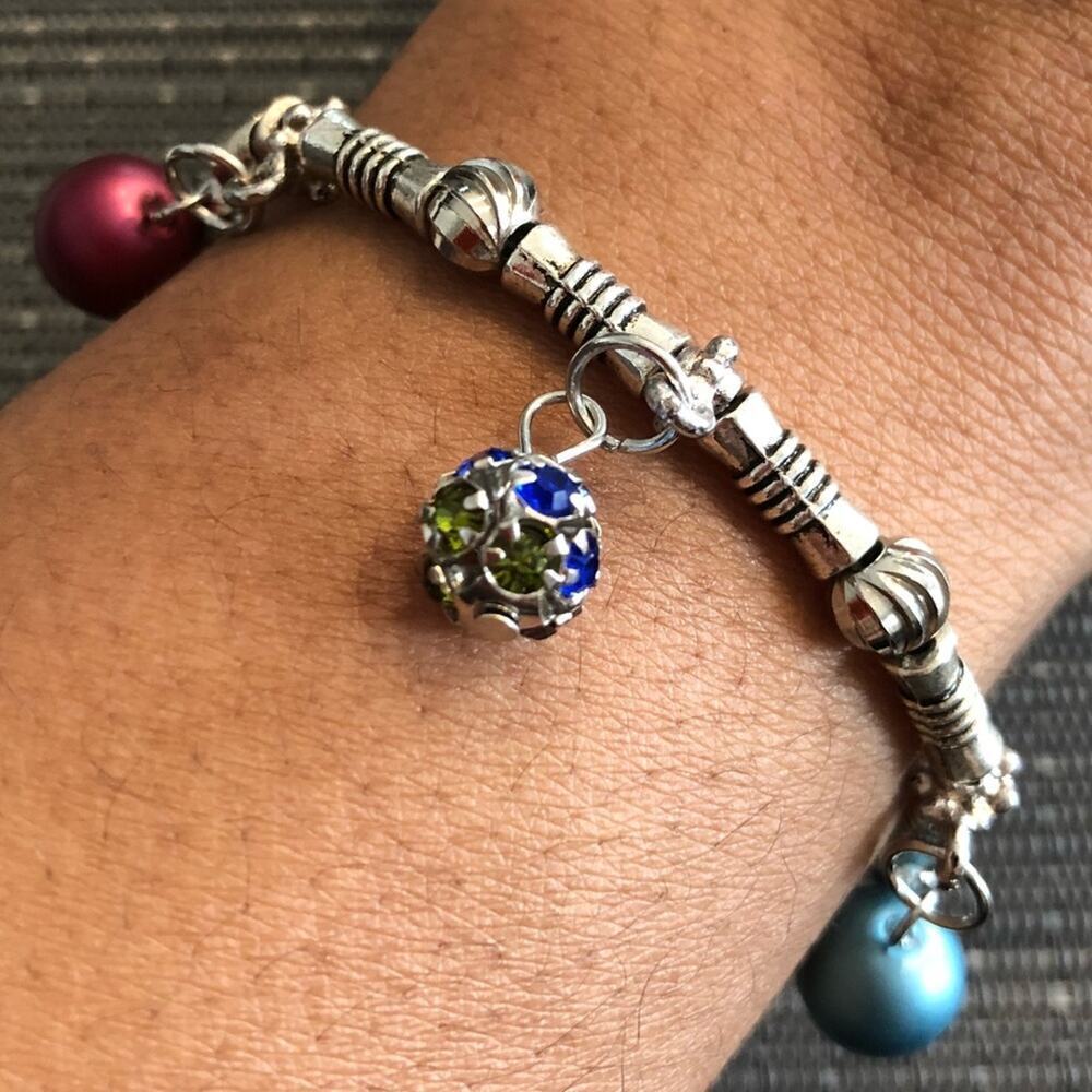 Silver Dangly Ball Charm Bracelet